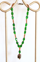 Load image into Gallery viewer, Junior Sized Emerald and burnt orange necklace