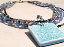 Load image into Gallery viewer, Ceramic blue flower necklace