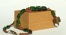 Load image into Gallery viewer, Junior Sized Emerald and burnt orange necklace
