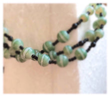 Load image into Gallery viewer, Multi-stranded black and green bracelet
