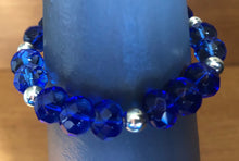 Load image into Gallery viewer, Faceted blue glass and silver bracelet
