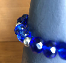 Load image into Gallery viewer, Faceted blue glass and silver bracelet
